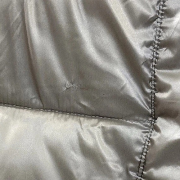 New Centigrade Champagne Gold XL Long Puffer Coat Faux Fur Hood Trim Belted - Picture 12 of 12